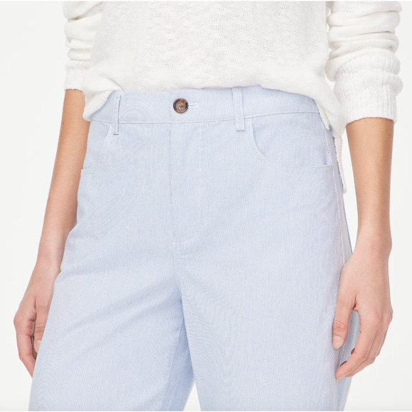 J.Crew Petite Striped High Rise Wide Leg Cropped Pant Blue White US 27 P NWT - Picture 3 of 13